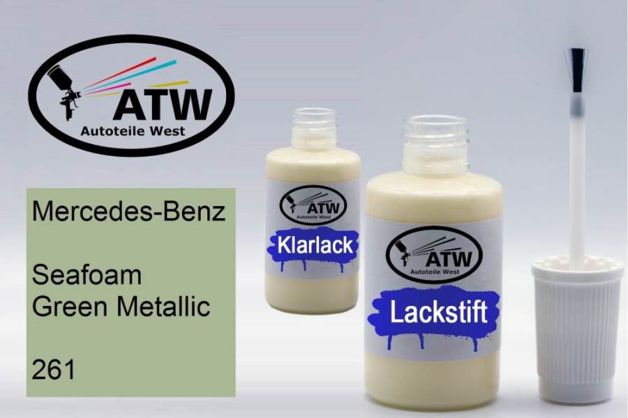 Mercedes-Benz, Seafoam Green Metallic, 261: 20ml Lackstift + 20ml Klarlack - Set, von ATW Autoteile West.